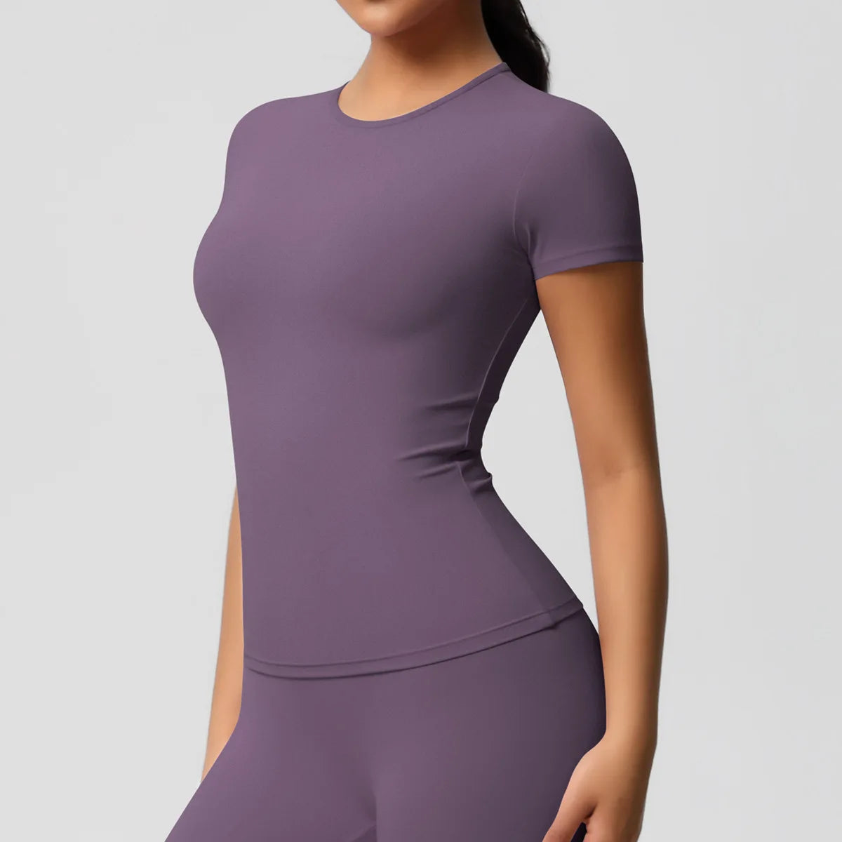 New Women Running Sports T Shirt Summer Short Sleeve Round Neck Breathable Stretchy Gym Yoga Slim Fitness Active Top Tee