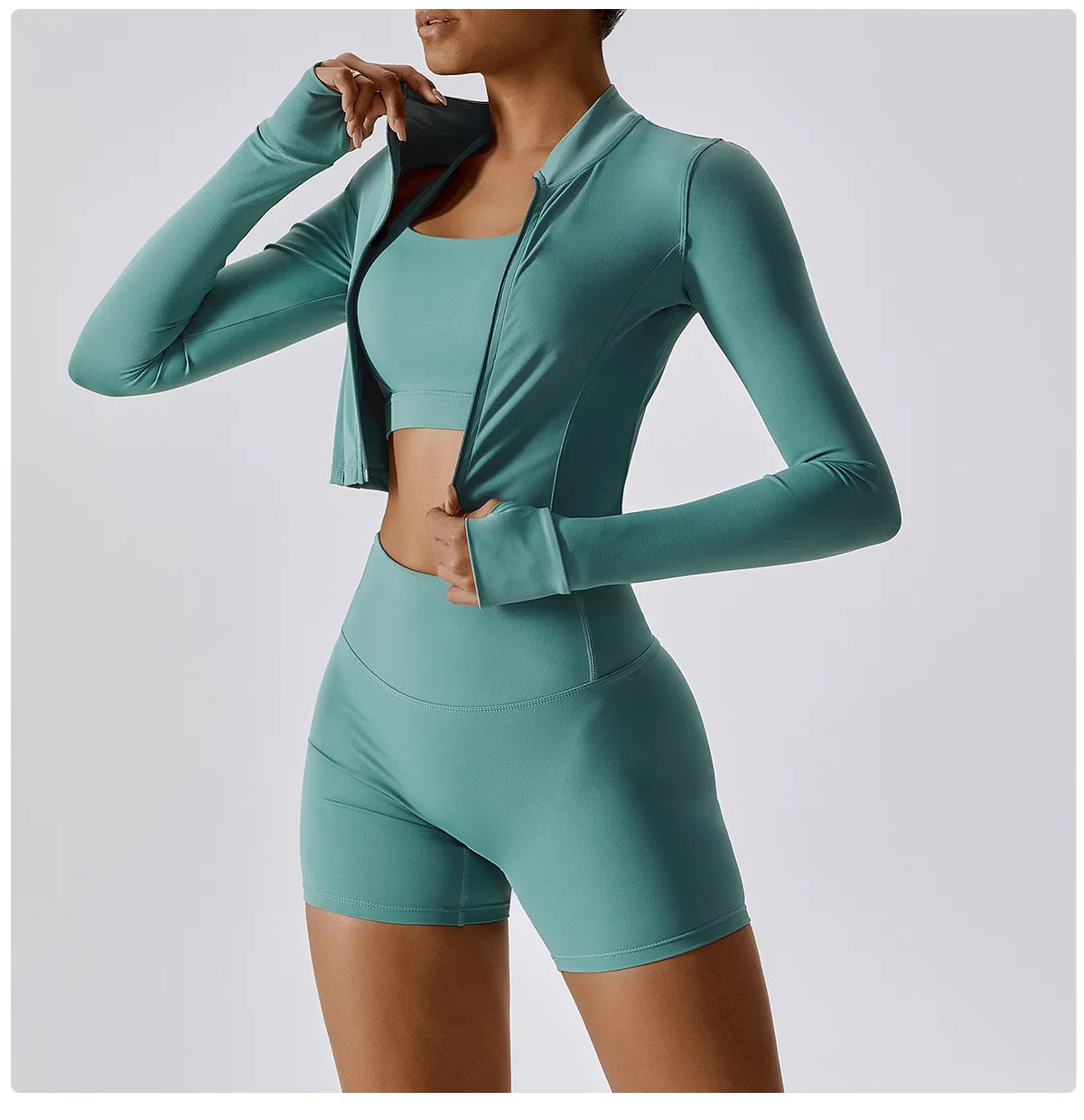 Women's Long Sleeve Top Zipper Jacket Yoga Shirts Running T-Shirt Workout Fitness Gym Sports Top Training Crop Top Clothes