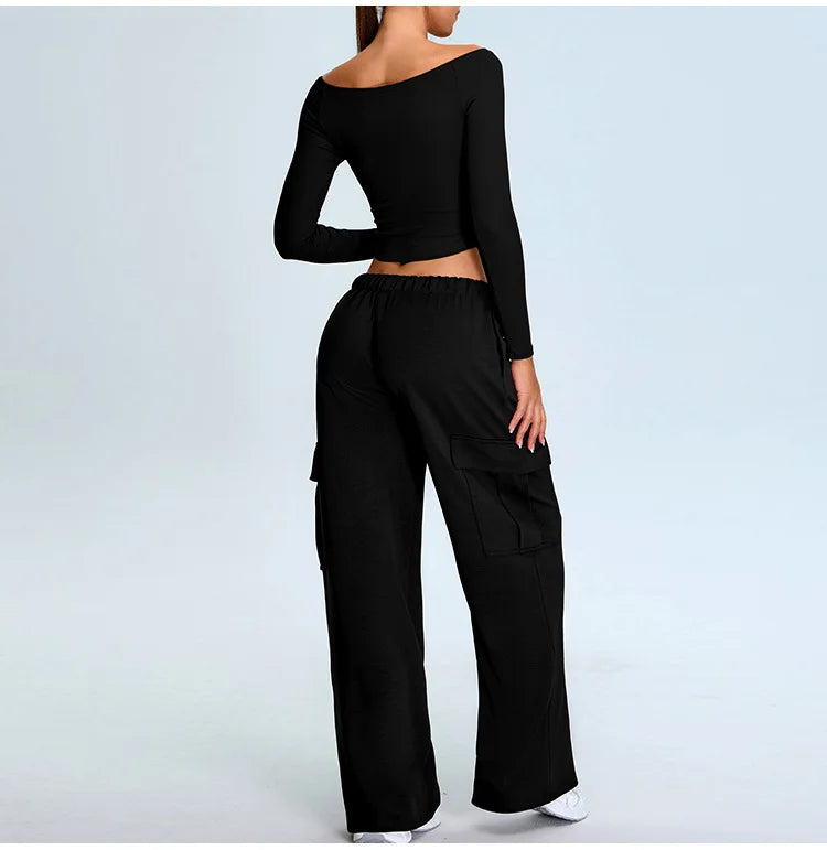 Off Shoulder Long Sleeve Yoga T-shirts Women Solid Sports Top Gym Workout Running Shirts Sexy Quick Dry Fitness Gym Sport Wear