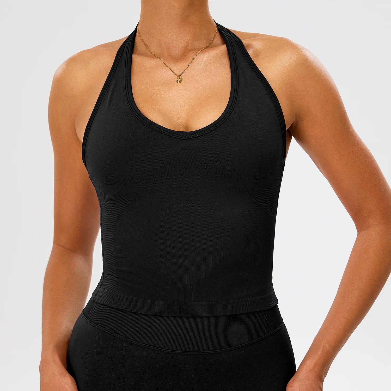 Seamless Gym Top Women Sports Bra Running Neck Hanging Yoga Bra Breathable Sports Underwear Women Push Up Fitness Workout Tops