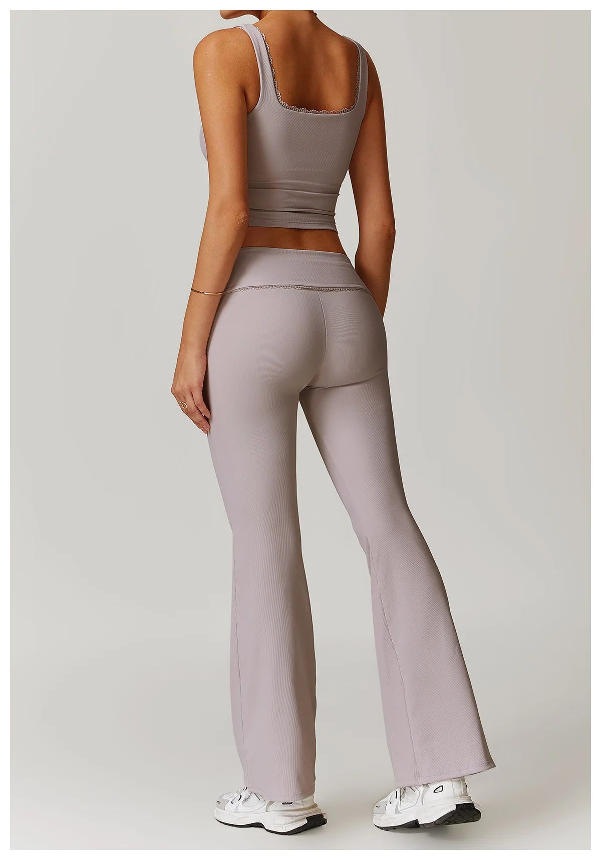 Women Flare Leggings High Waist Wide Leg Yoga Pants Lace Fitness Workout Tights Gym Sports Trousers Casual Slimming Clothing