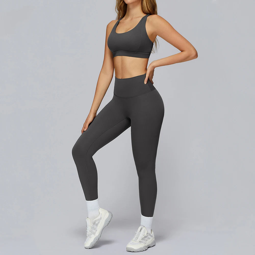 2PCS Yoga Suit Women Tracksuit Sports Bra High Waist Leggings Shorts Outfit Gym Set Fitness Workout Clothes Running Sportswear