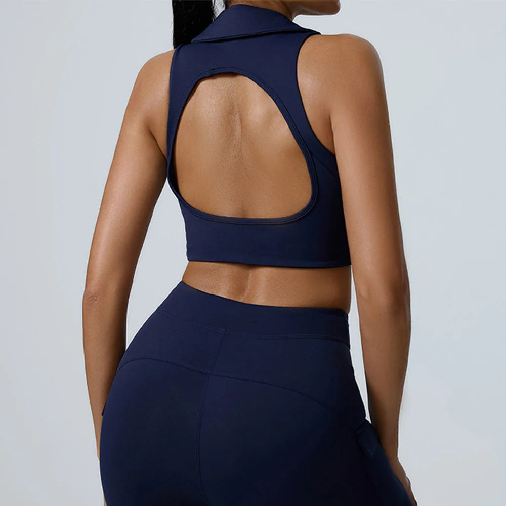 Women Sports Underwear Collar Yoga Top Vest High Shockproof Quick-drying Yoga Bra Gym Workout Bra Running Sexy Fitness Bra