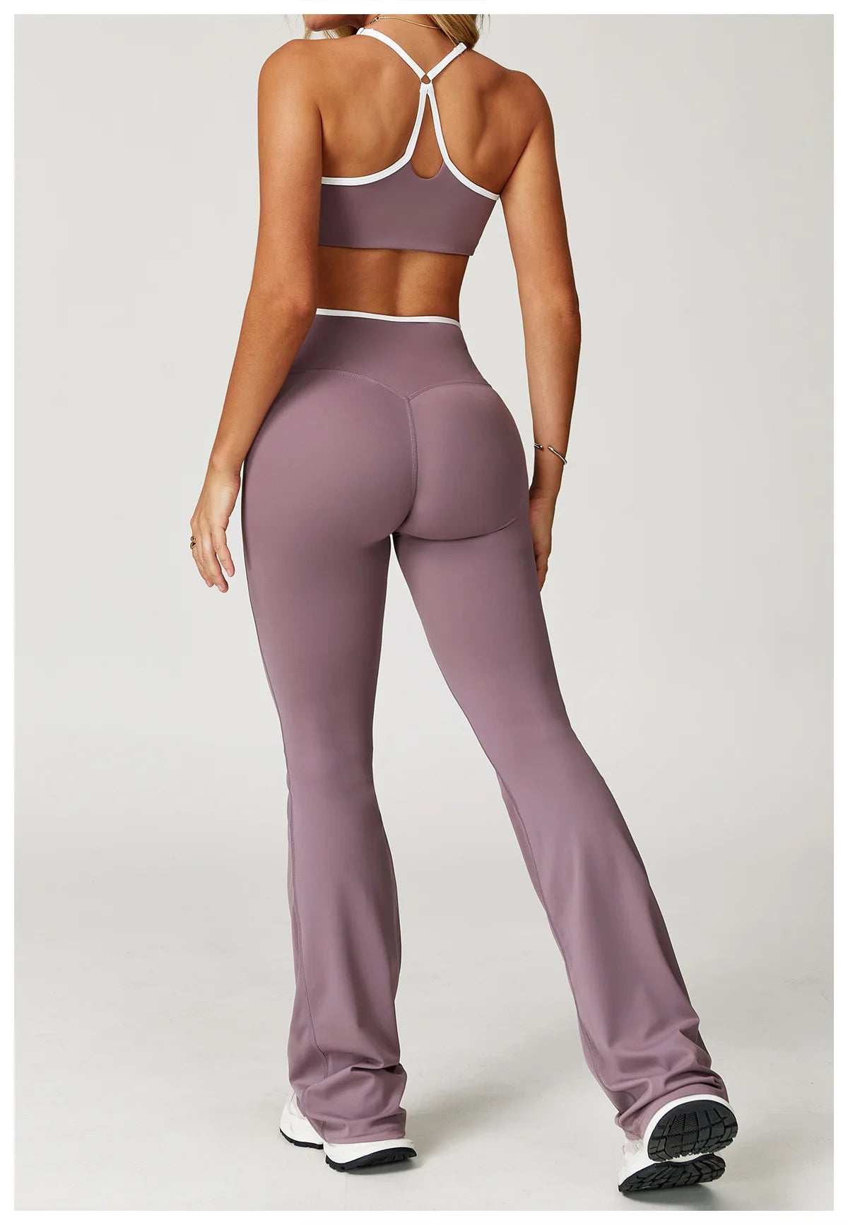 Women's Clothes Yoga Set 2 Pieces Workout Tracksuit Sportswear Gym Clothing High Waist Bell-bottoms Sexy Fitness Bta Sports Suit