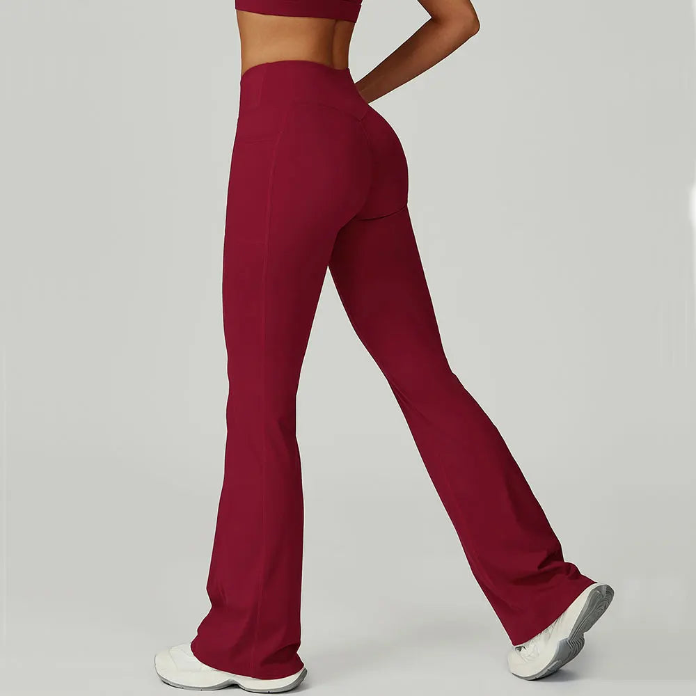 Flare Leggings Women Yoga Pants Bell-bottoms Yoga Trousers High Waist Fitness Pants Stretch Gym Casual Sports Wide Leg Pants