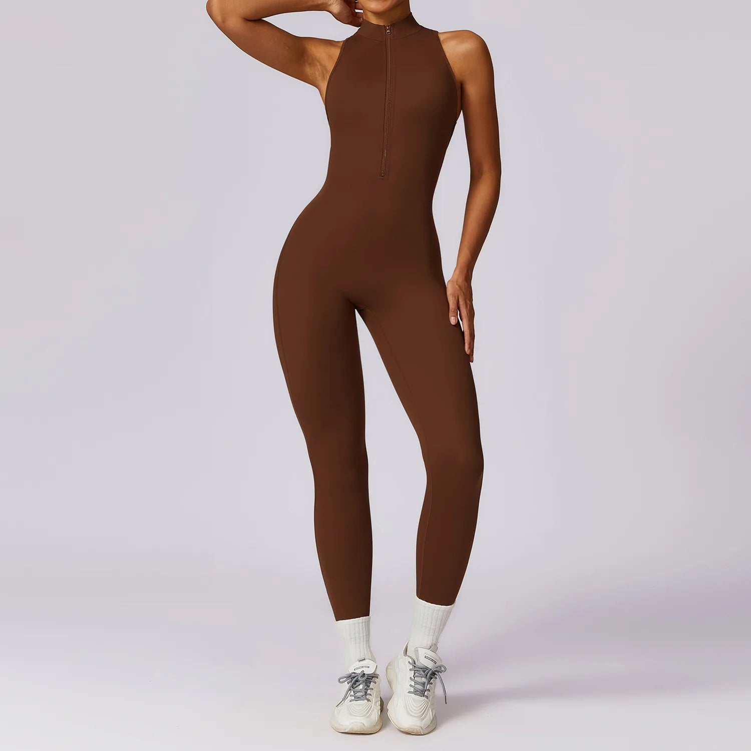 Scrunch Sports Overalls Gym Jumpsuit Women's Fitness Suit Short Sets for Woman Tracksuit Yoga Clothing Zipper Workout Sportswear