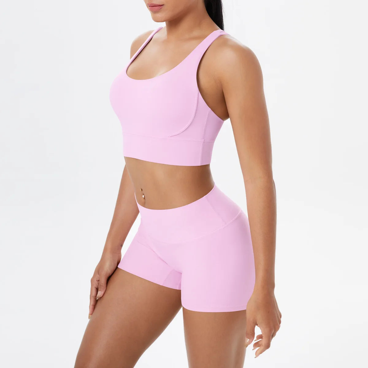 Yoga Sport Set Women Seamless Crop Top Bra Shorts Yoga Set Comfort Elastic Sportsuit Workout Outfit Fitness Gym Clothes