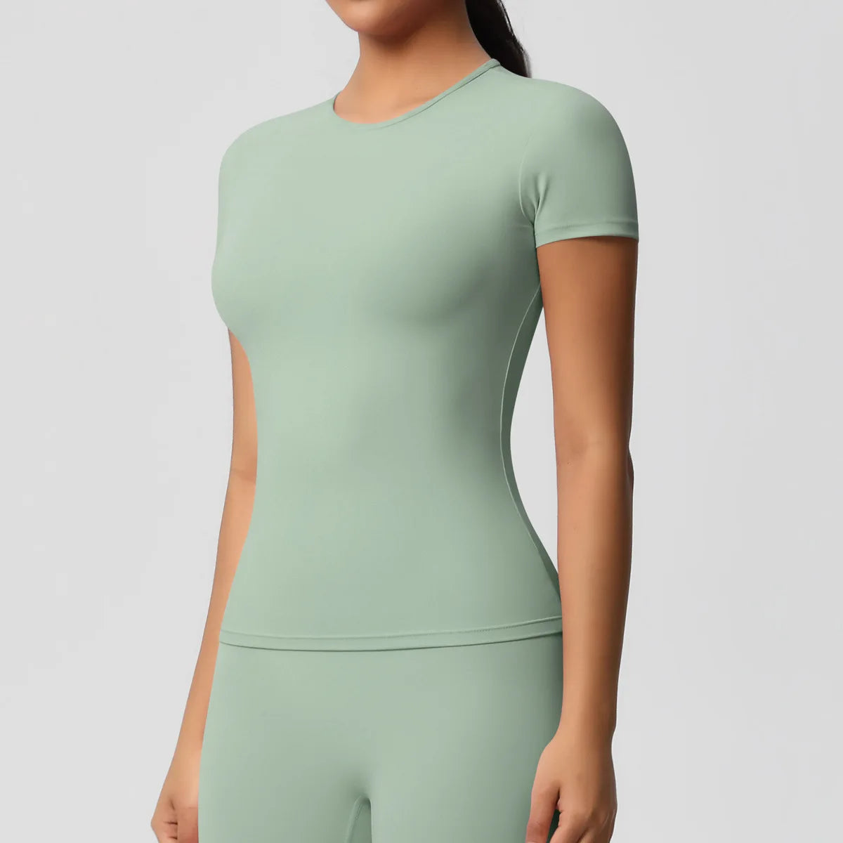 New Women Running Sports T Shirt Summer Short Sleeve Round Neck Breathable Stretchy Gym Yoga Slim Fitness Active Top Tee