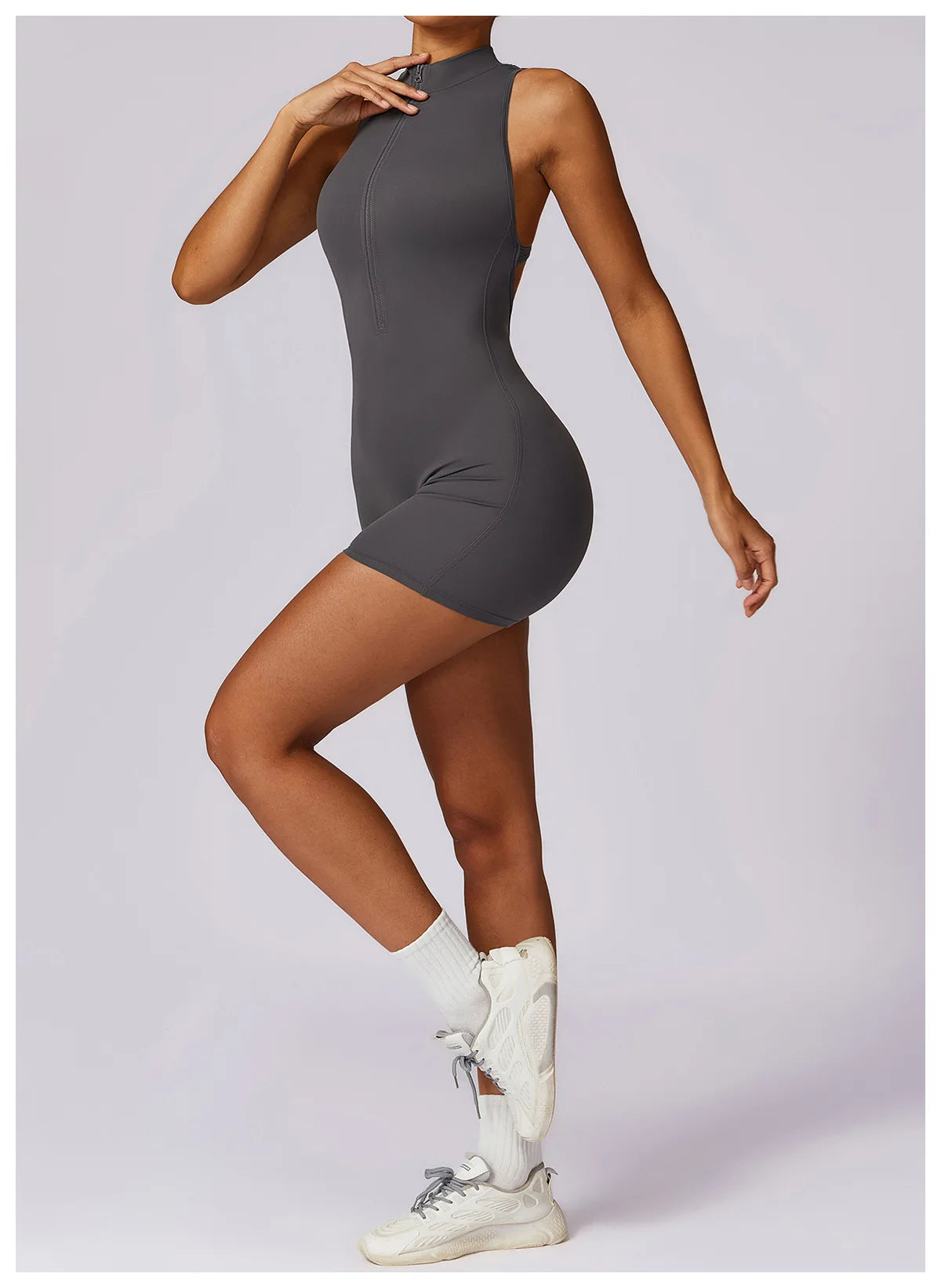 Scrunch Sports Overalls Gym Jumpsuit Women's Fitness Suit Short Sets for Woman Tracksuit Yoga Clothing Zipper Workout Sportswear