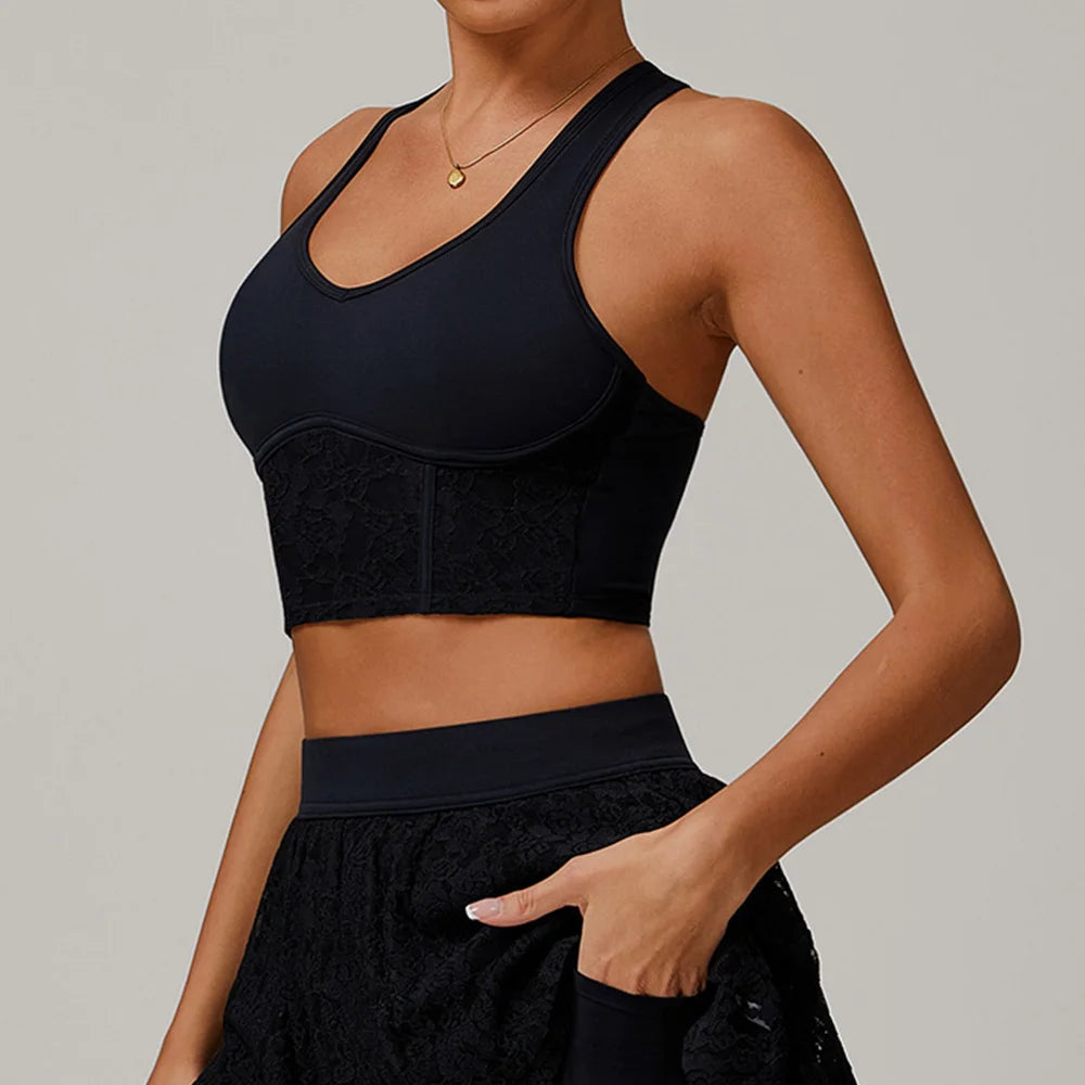Women Sports Bra Lace Top Push Up Fitness Yoga Underwear Sport Tops For Women Breathable Running Vest Bralette Gym Wear Female
