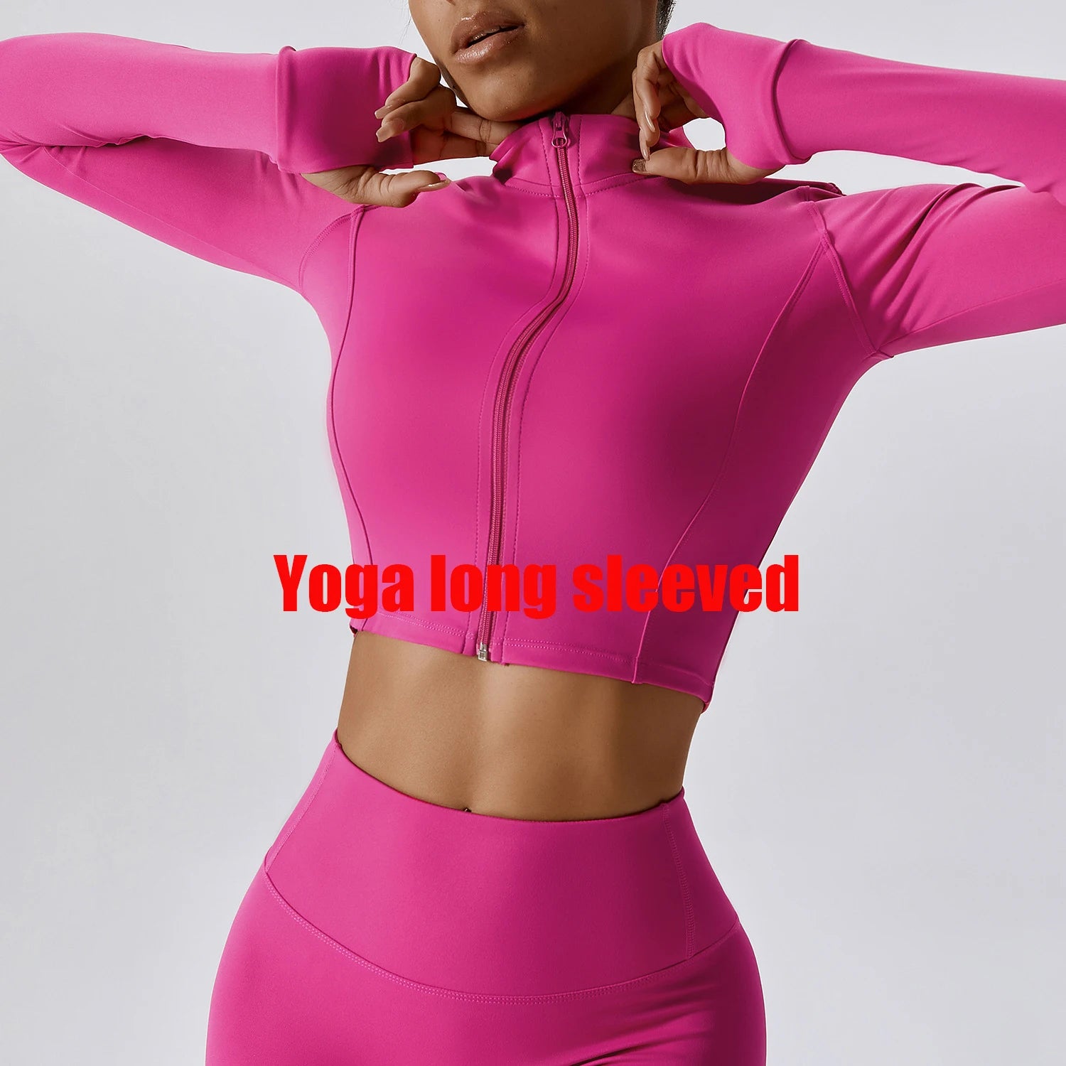 Women Outdoor Sports Long Sleeved Slim Yoga Clothes Quick Dry Zipper Cardigan Stand Up Collar Jacket Running Fitness Jacket Top
