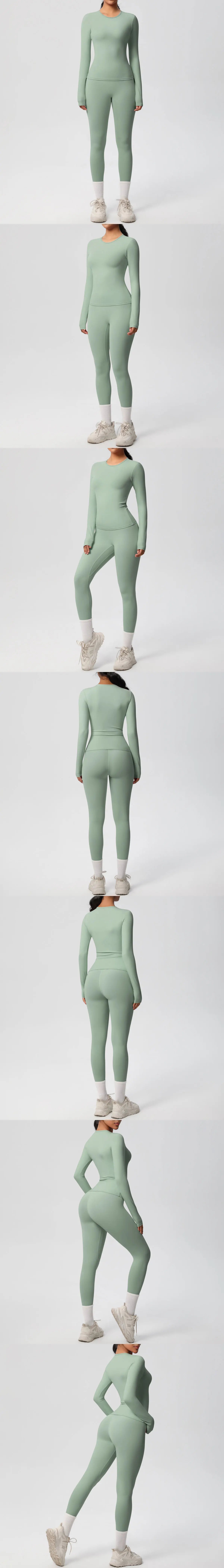 2PCS Yoga Suit Sports Set Women Sportswear Gym Set Women Tracksuit Running Workout Long Sleeve Sports Shirt Yoga Clothing