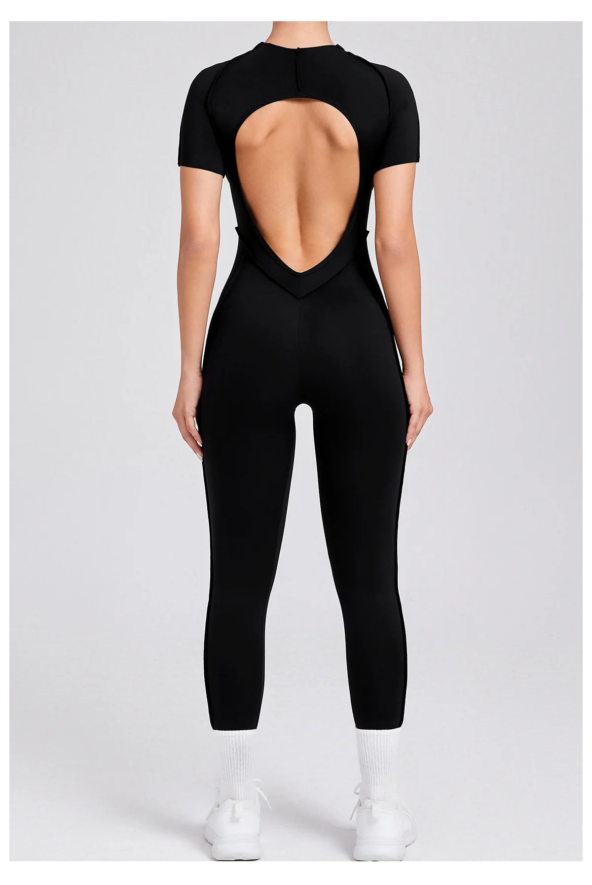 Seamless Yoga Jumpsuits Sports Fitness Hip-lifting Backless Short-sleeved One-piece Workout Rompers Gym Leggings Women Tracksuit
