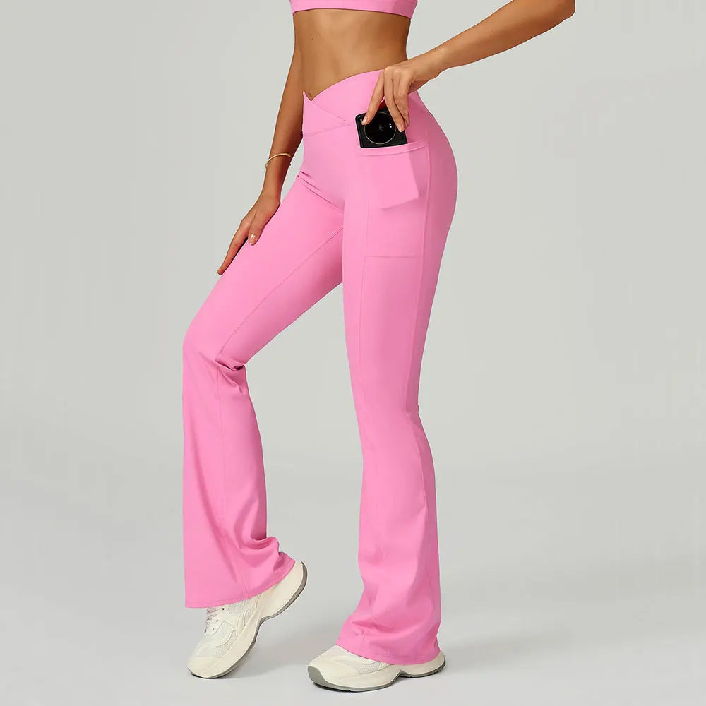 Flare Leggings Women Yoga Pants Bell-bottoms Yoga Trousers High Waist Fitness Pants Stretch Gym Casual Sports Wide Leg Pants