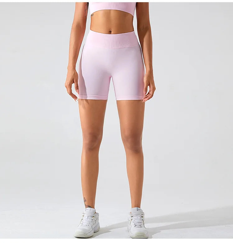 Women High Waist Yoga Shorts Summer Gym Fitness Sports Seamless Leggings Biker Shorts Workout Training Running Shorts Sportswear