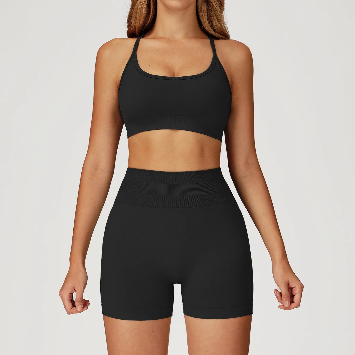 2PCS Seamless Yoga Set Gym Clothes Athletic Wear Women Fitness Set Tracksuits Sports Long Sleeved Gym Suit Leggings Sportswear