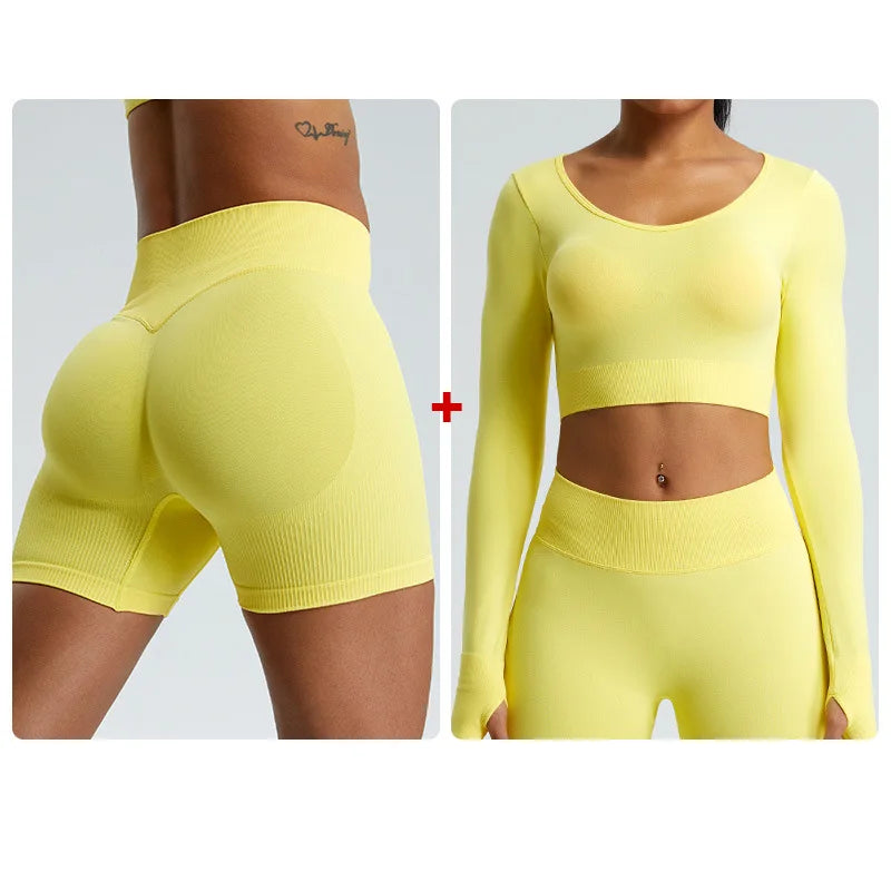 Seamless 2PCS Sportswear Yoga Set For Women Gym Clothes Sportswear Yoga Suits Fitness Set Tracksuits Sports Bra Gym Leggings Set
