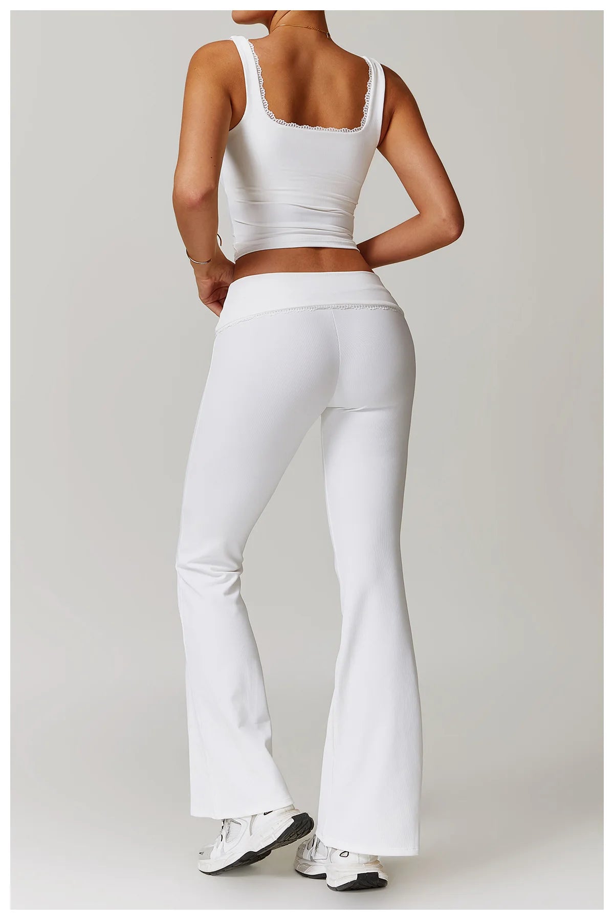 Women Flare Leggings High Waist Wide Leg Yoga Pants Lace Fitness Workout Tights Gym Sports Trousers Casual Slimming Clothing