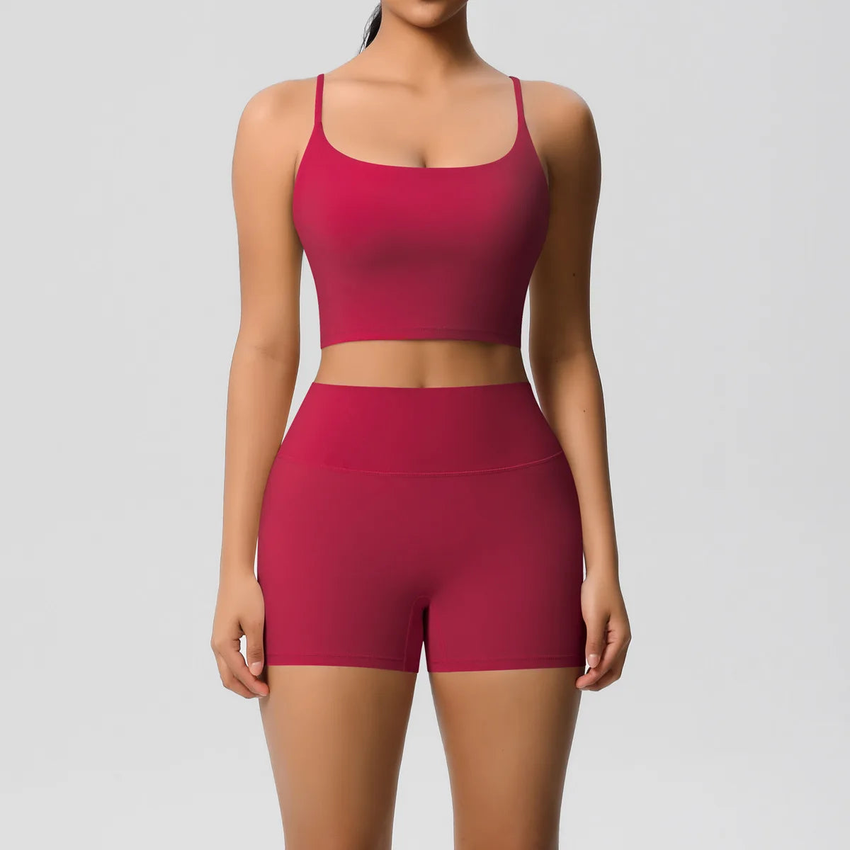 Yoga Sport Set Women Seamless Crop Top Bra Shorts Yoga Set Comfort Elastic Sportsuit Workout Outfit Fitness Gym Clothes