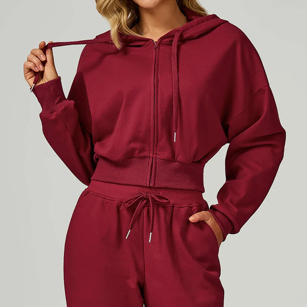 Winter Zipper Sports Hoodie for Women Hooded Long Sleeved Casual Loose and Versatile Hoodie Women Running and Fitness Sportswear