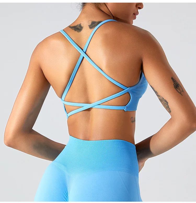 Women Sports Underwear Cross Strap Top Women Push Up Sport Bra Yoga Gym Crop Top Brassiere Fitness Top Sport Bra Breathable Bras
