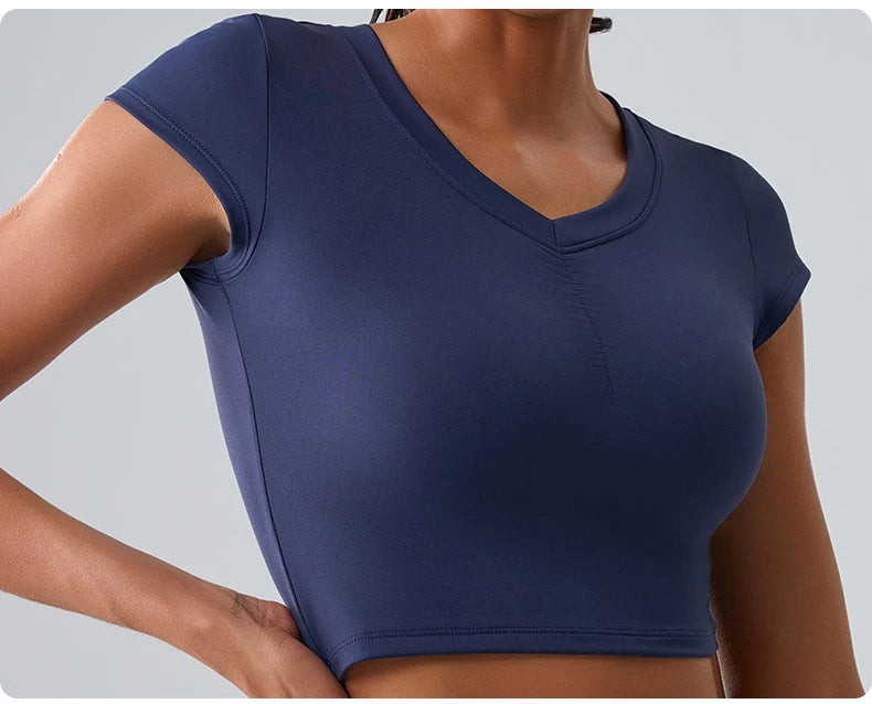 Women Yoga Top Sexy Sport T Shirts Fitness Clothes Workout Short Sleeve Yoga Shirt Gym Top Running Active Wear Push Up Sport Top