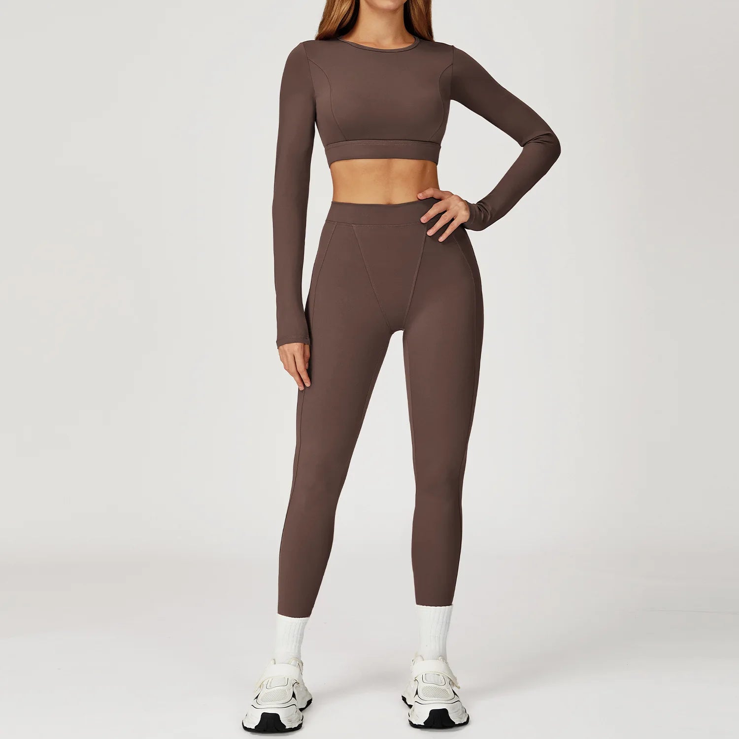 2PCS Yoga Set Gym Clothes Sportswear Yoga Suits For Women Outfits Fitness Set Tracksuits Sports Bra Gym Long Sleeved Leggings