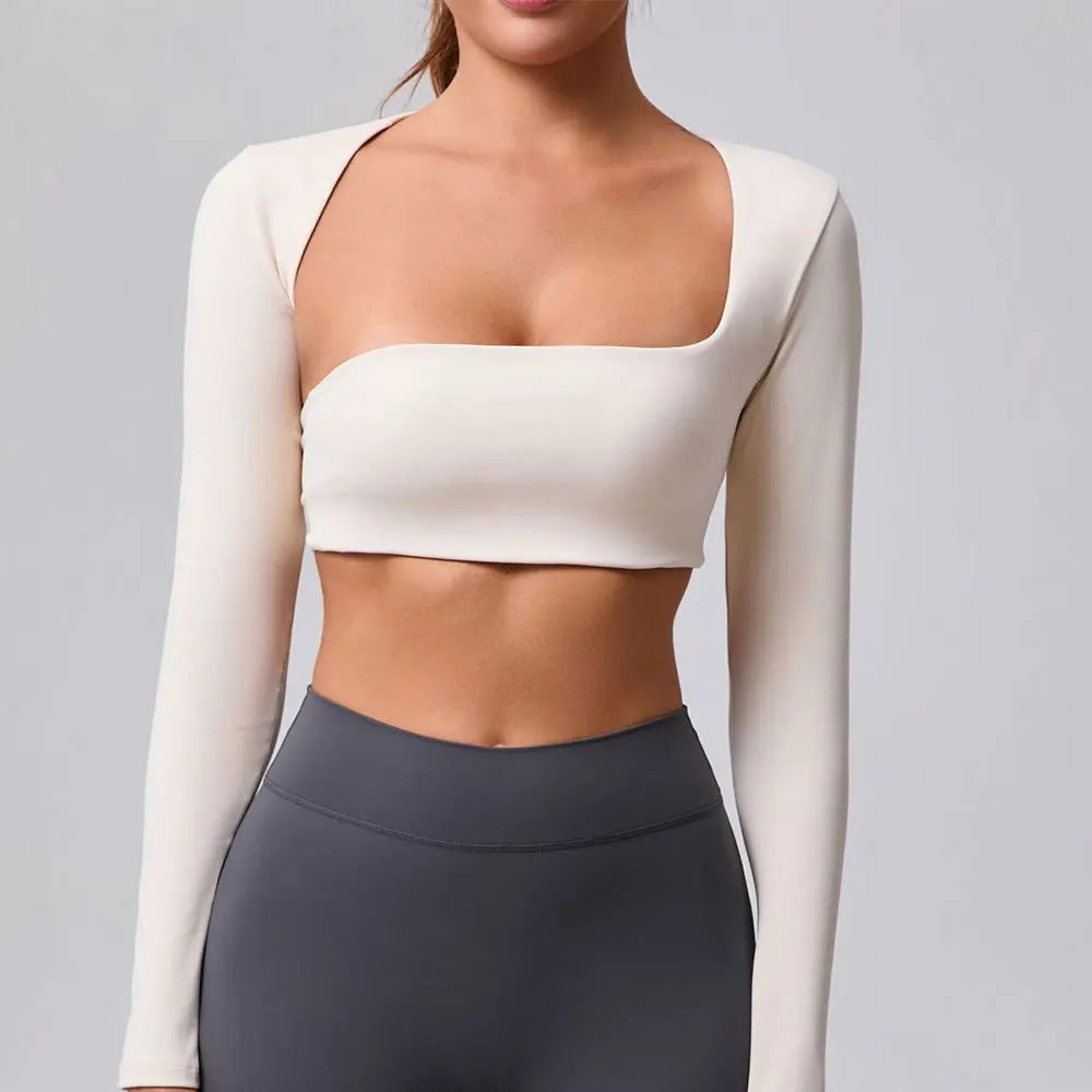 Women Yoga Shirts Crop Top Sexy Long Sleeves Shirts for Women Yoga Sports Running Fitness Gym Clothes Push Up Workout Tops