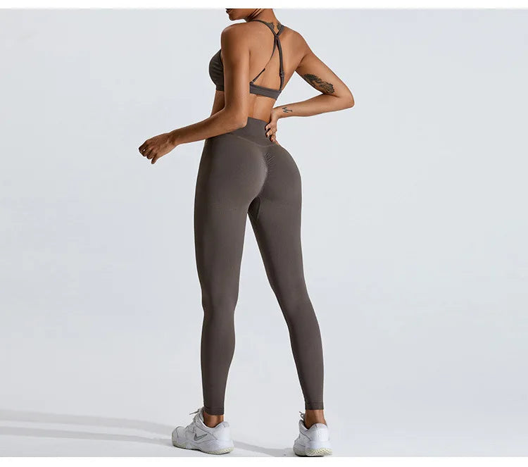 Women Sports Underwear Scrunch Push-up High Support Adjustable Thin Shoulder Strap Tank Fitness Top Seamless Workout Yoga Bras