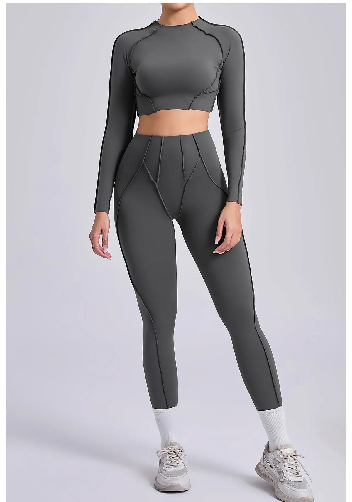 Yoga Set 2 Pieces Gym Clothes Sportswear Yoga Suits For Women Fitness Set Workout Tracksuits Sports Long Sleeved Gym Leggings