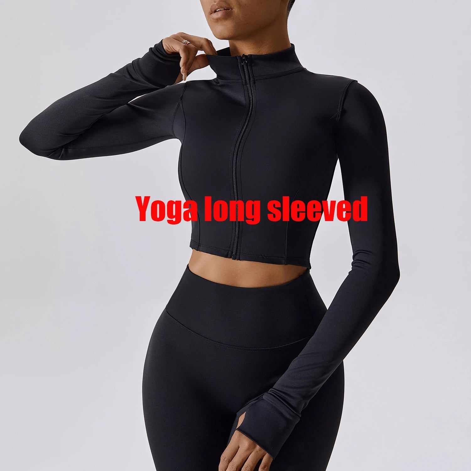 Women Outdoor Sports Long Sleeved Slim Yoga Clothes Quick Dry Zipper Cardigan Stand Up Collar Jacket Running Fitness Jacket Top