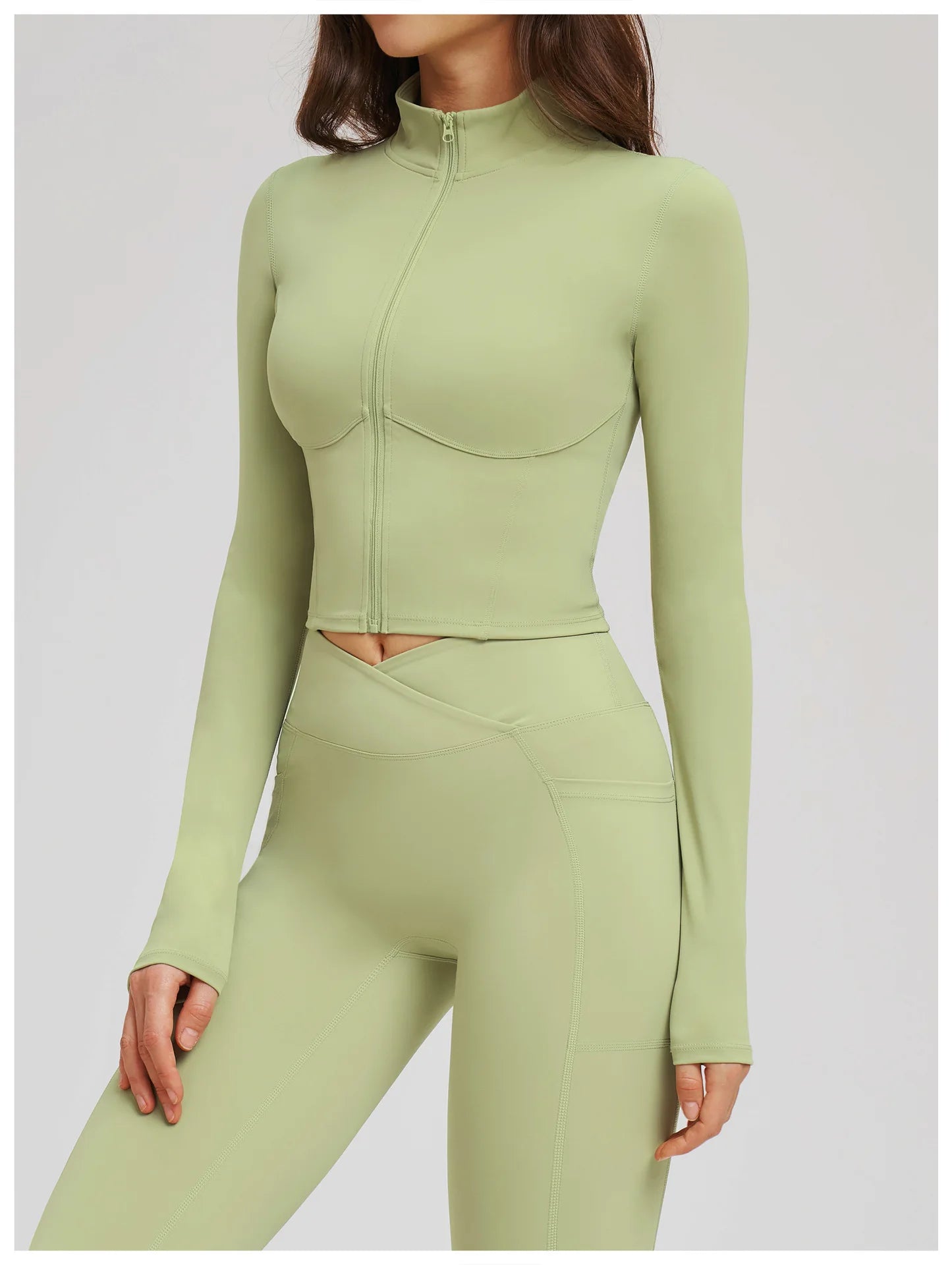 Yoga Long Sleeve Zipper Jacket Women Crop Tops T-shirts Solid Sports Top Running Shirts Sexy Quick Dry Fitness Gym Sport Wear
