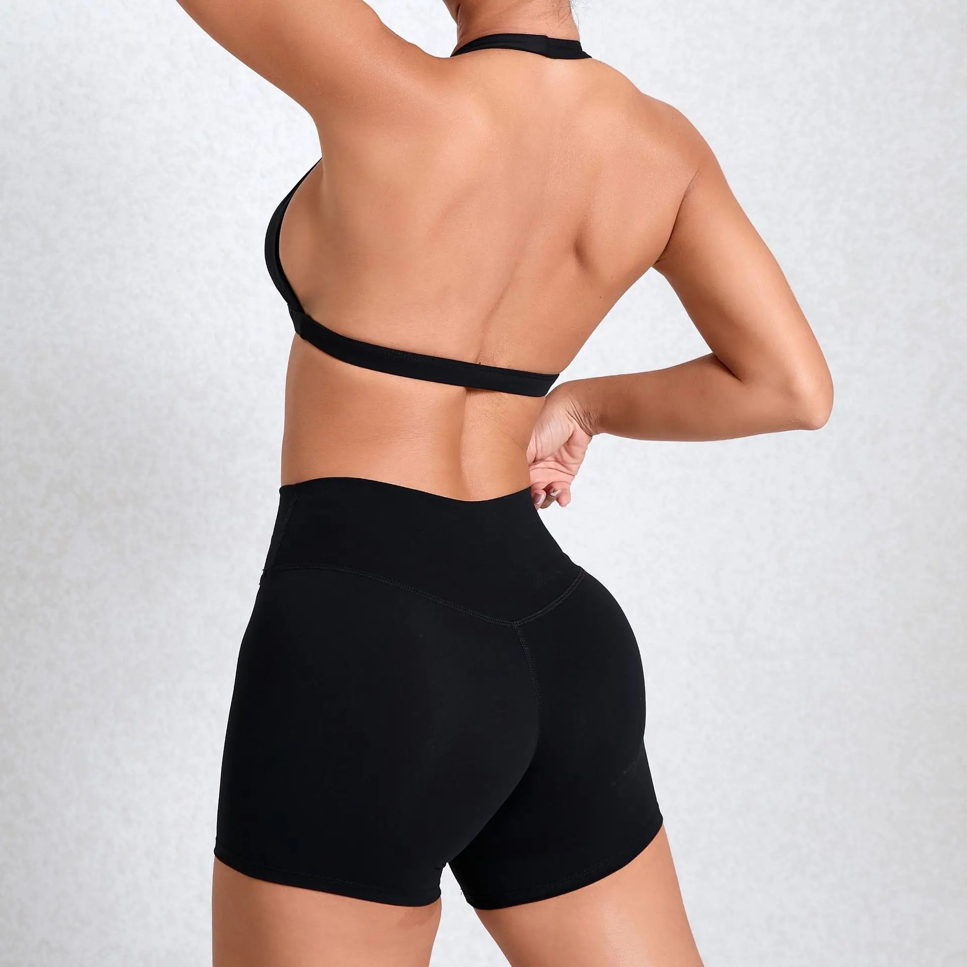 2PCS Yoga Sets Women Gym Workout Clothes High Waist Yoga Shorts Sports Bra High Waist Short Sets Push Up Running Athletic Wear
