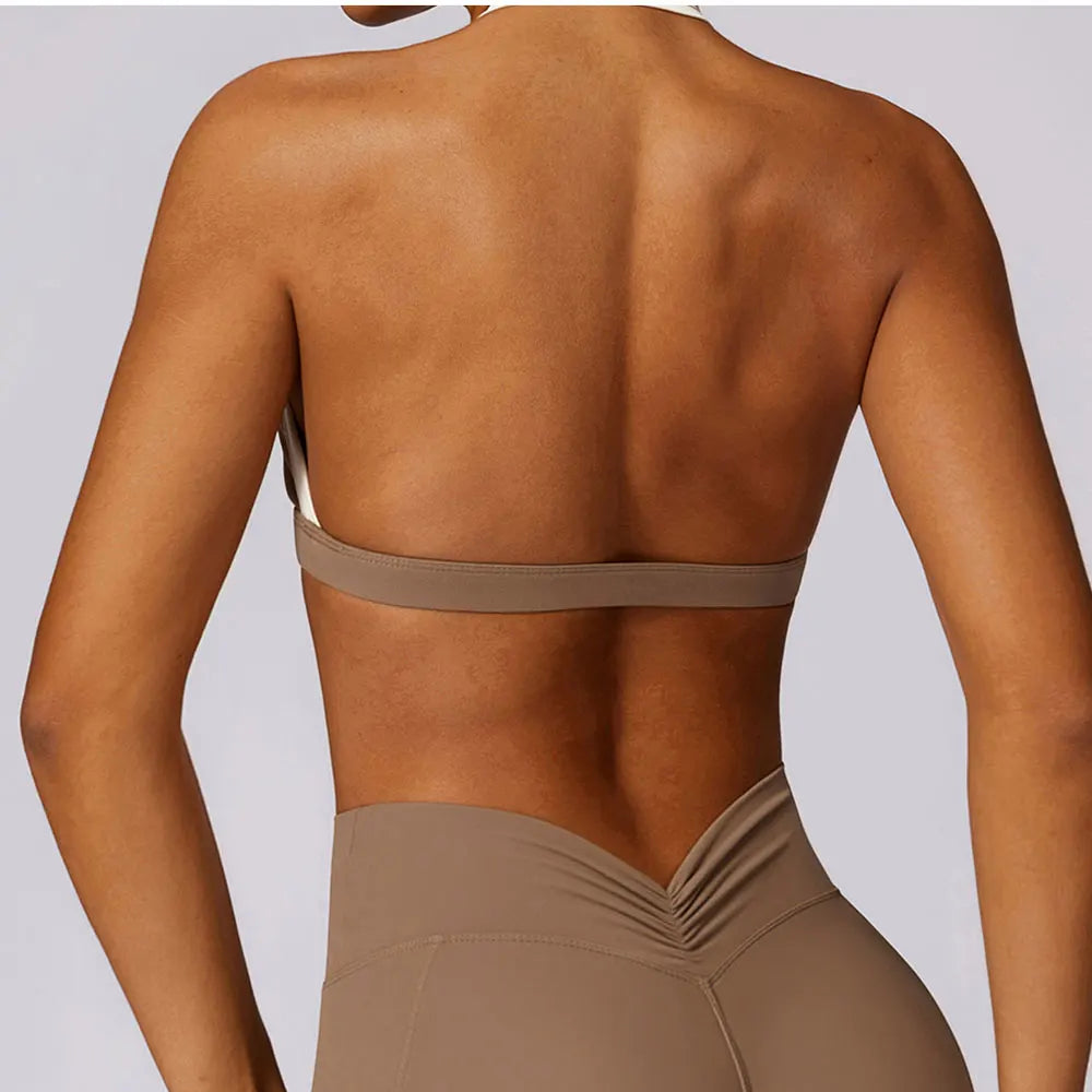 Women's Neck Hanging Back Beauty Yoga Bra Quick Drying Sports Underwear Gym Push Up Workout High-intensity Running Fitness Vest