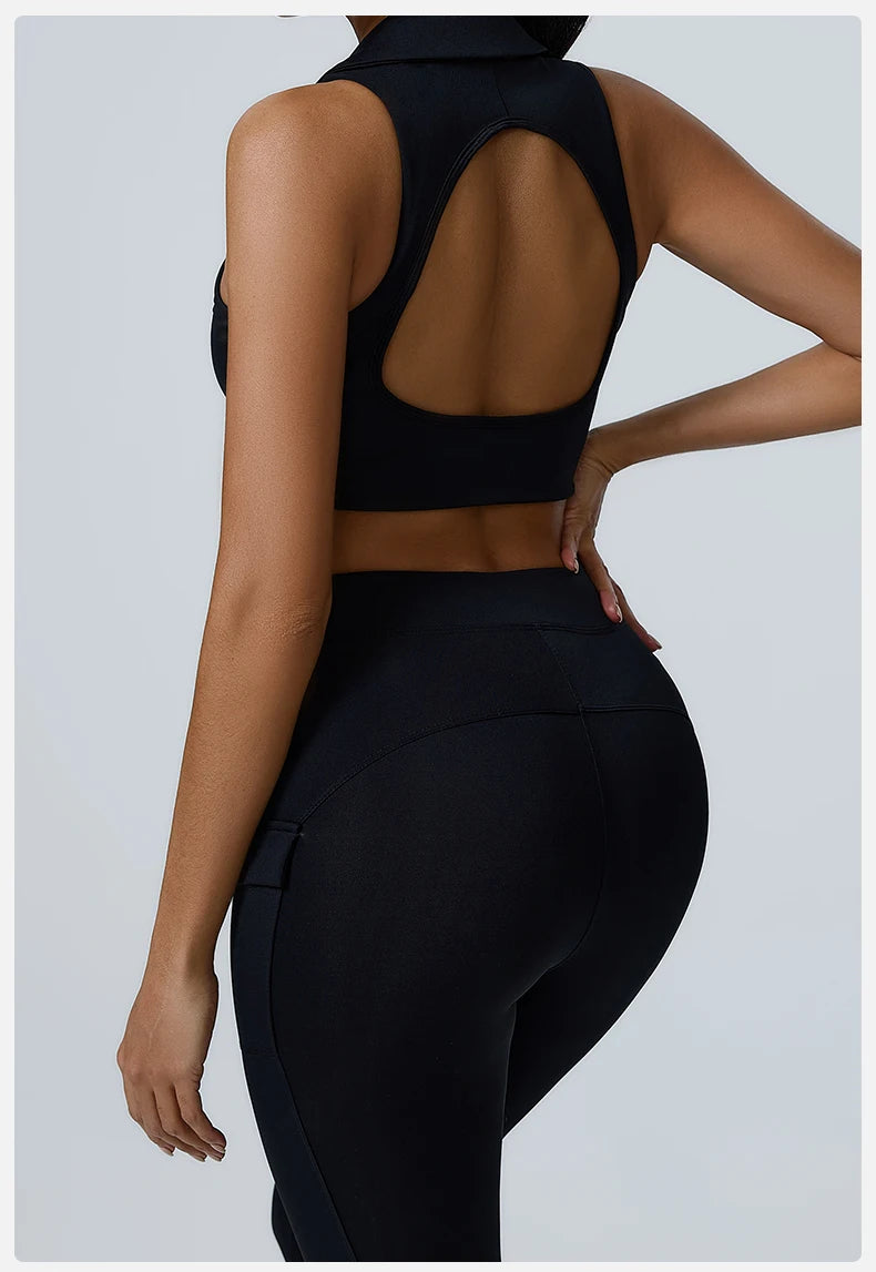 Women Sports Underwear Collar Yoga Top Vest High Shockproof Quick-drying Yoga Bra Gym Workout Bra Running Sexy Fitness Bra