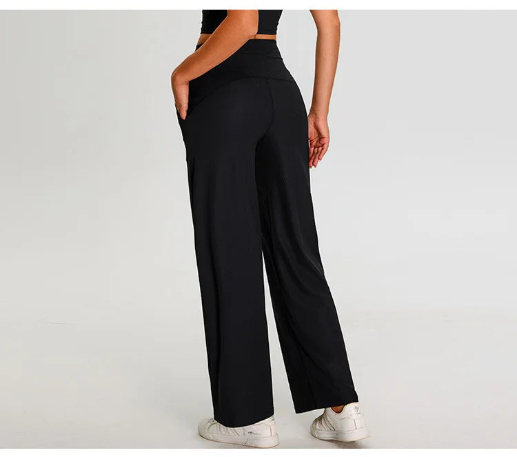 Ribbed Yoga Pants For Women Leggings Gym Workout Leggings High Waist Fitness Leggings Outdoor Running Sports Pants Straight Leg