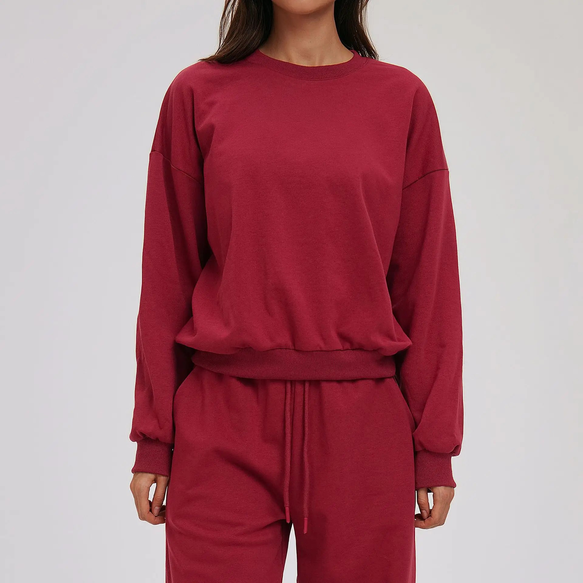 Knitted Round Neck Sports Hoodie for Women Long Sleeves for Outerwear Casual Loose Hoodie Running Top Fitness Sportswear