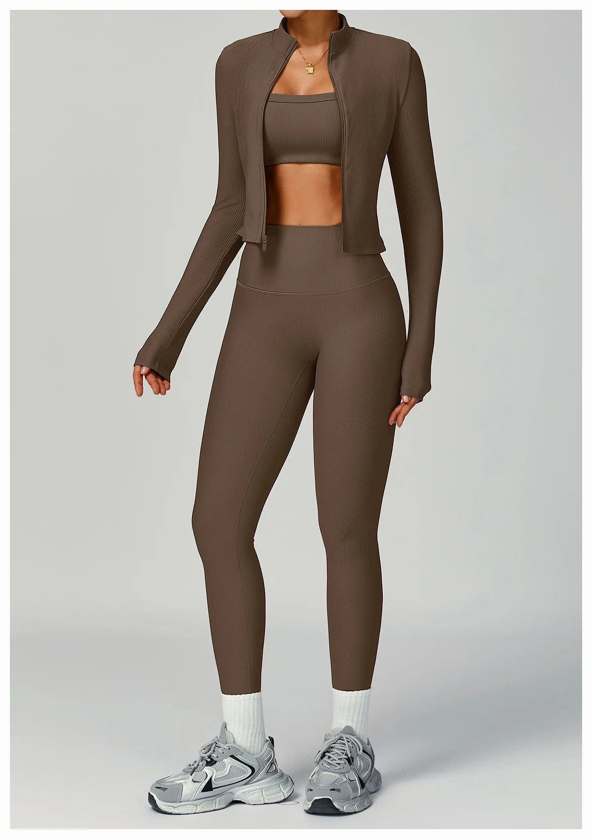 Women Tracksuit 2PCS Yoga Suit Sports Set Quick-Drying Gym Set Running Workout Zipper Long Sleeve Sports Shorts Yoga Clothing