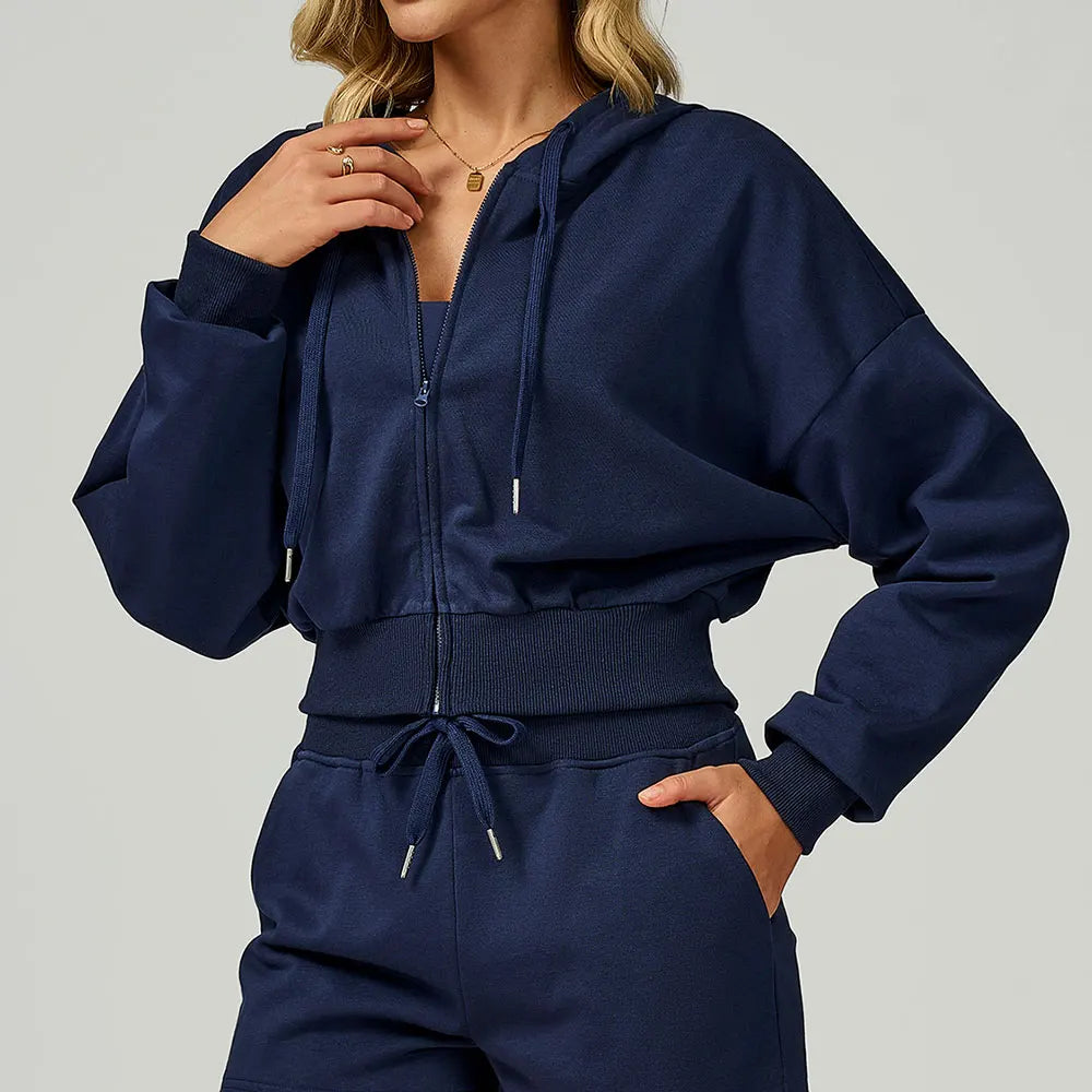 Winter Zipper Sports Hoodie for Women Hooded Long Sleeved Casual Loose and Versatile Hoodie Women Running and Fitness Sportswear