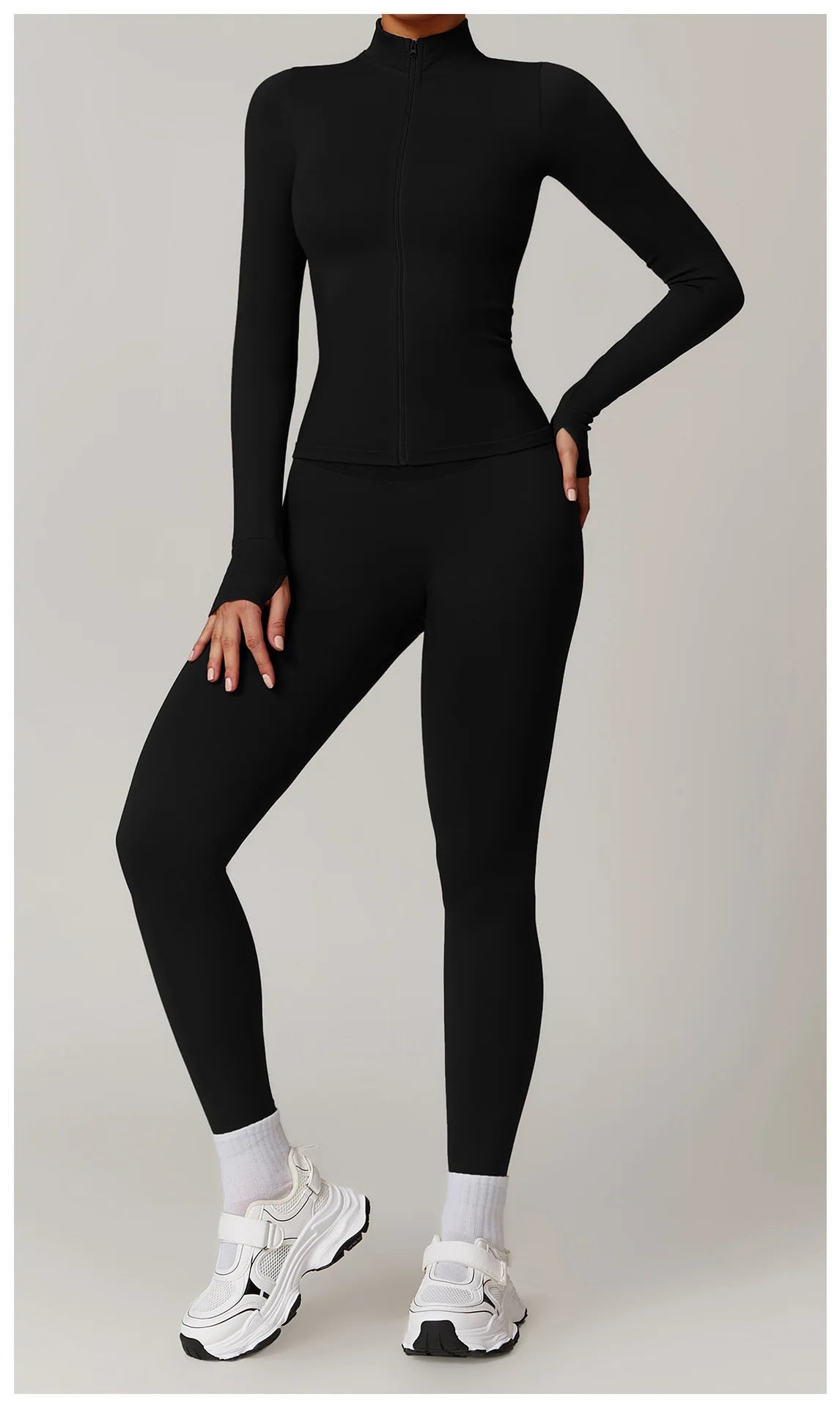 Seamless Yoga Slothes Women's Top Standing Collar Long Sleeved Sports Jacket Running Training Fitness Top Windproof Running Suit
