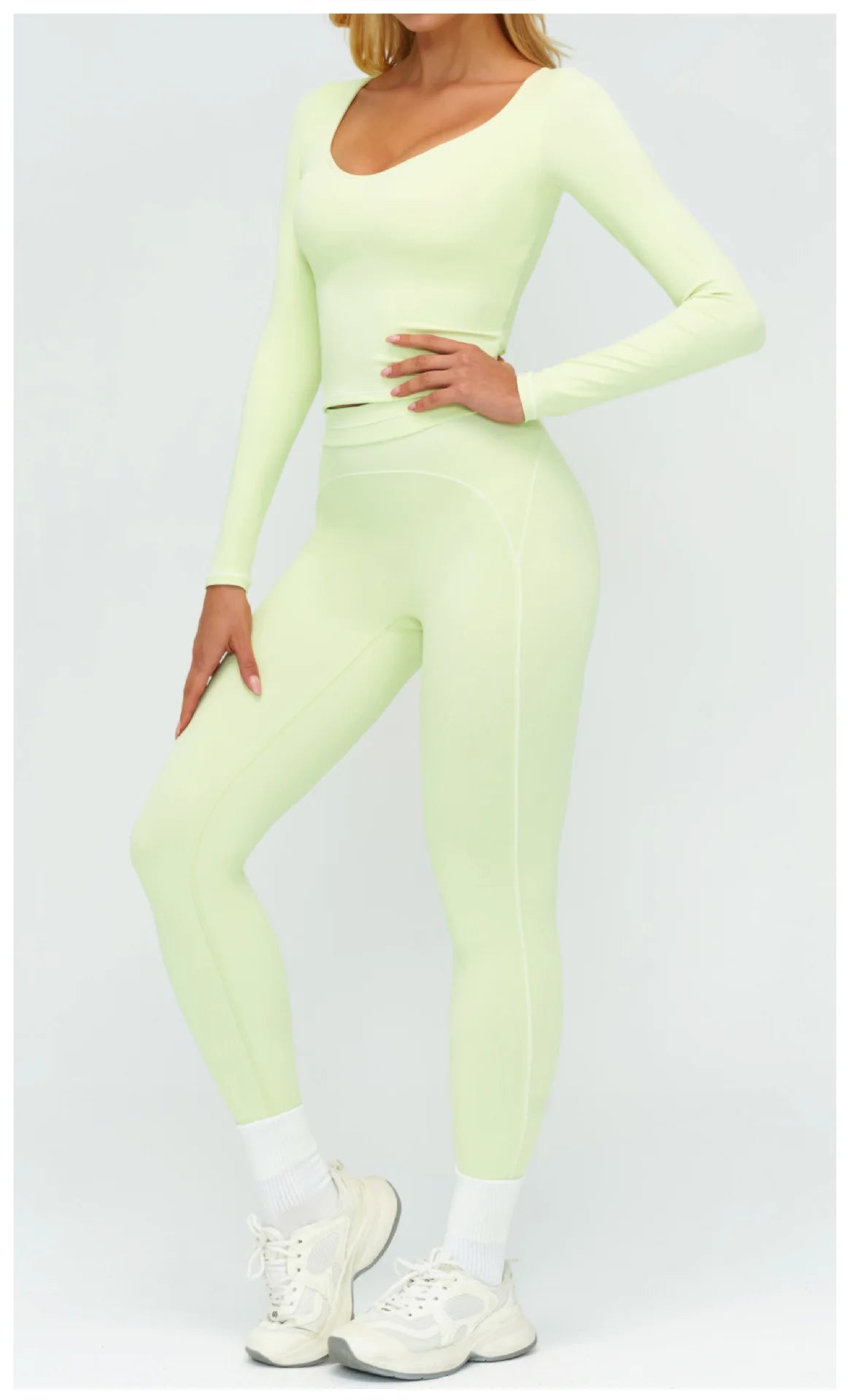 Yoga Set Women Tracksuit 2PCS Sportswear Workout Clothes Athletic Wear Gym Leggings Fitness Outfits Top Long Sleeve Sports Suits