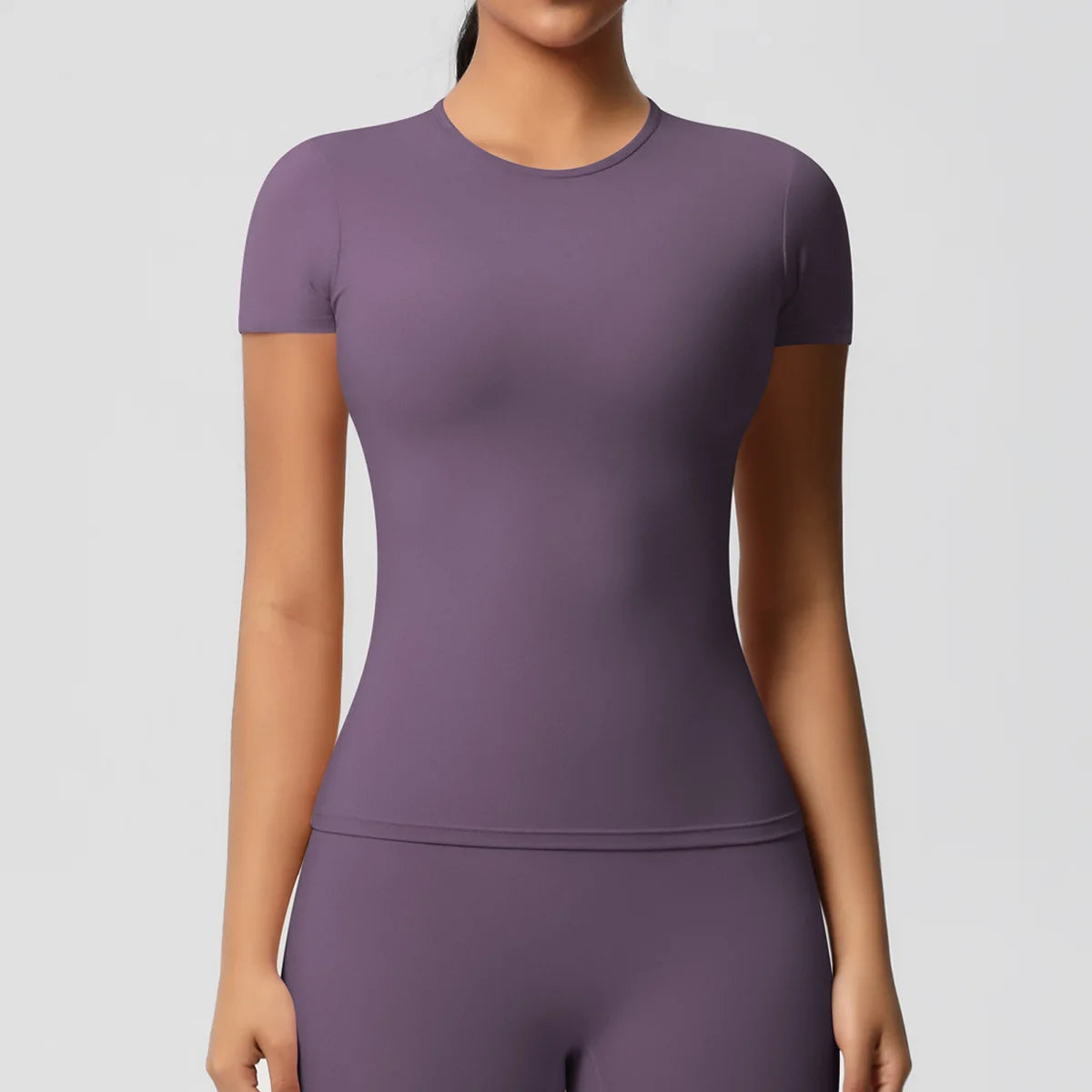 New Women Running Sports T Shirt Summer Short Sleeve Round Neck Breathable Stretchy Gym Yoga Slim Fitness Active Top Tee