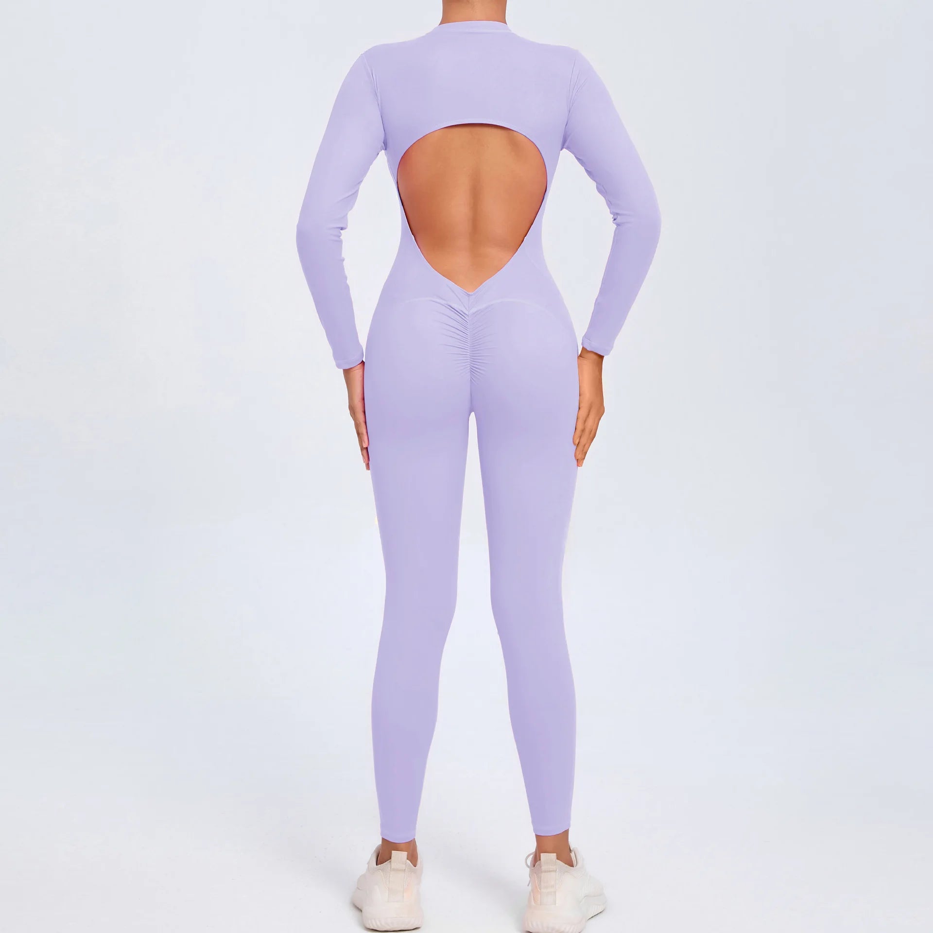 Backless Rompers Yoga Long Sleeved Women's Sportswear Gym Zipper Jumpsuits Workout Bodysuit Fitness One-piece Skin-tight Garment