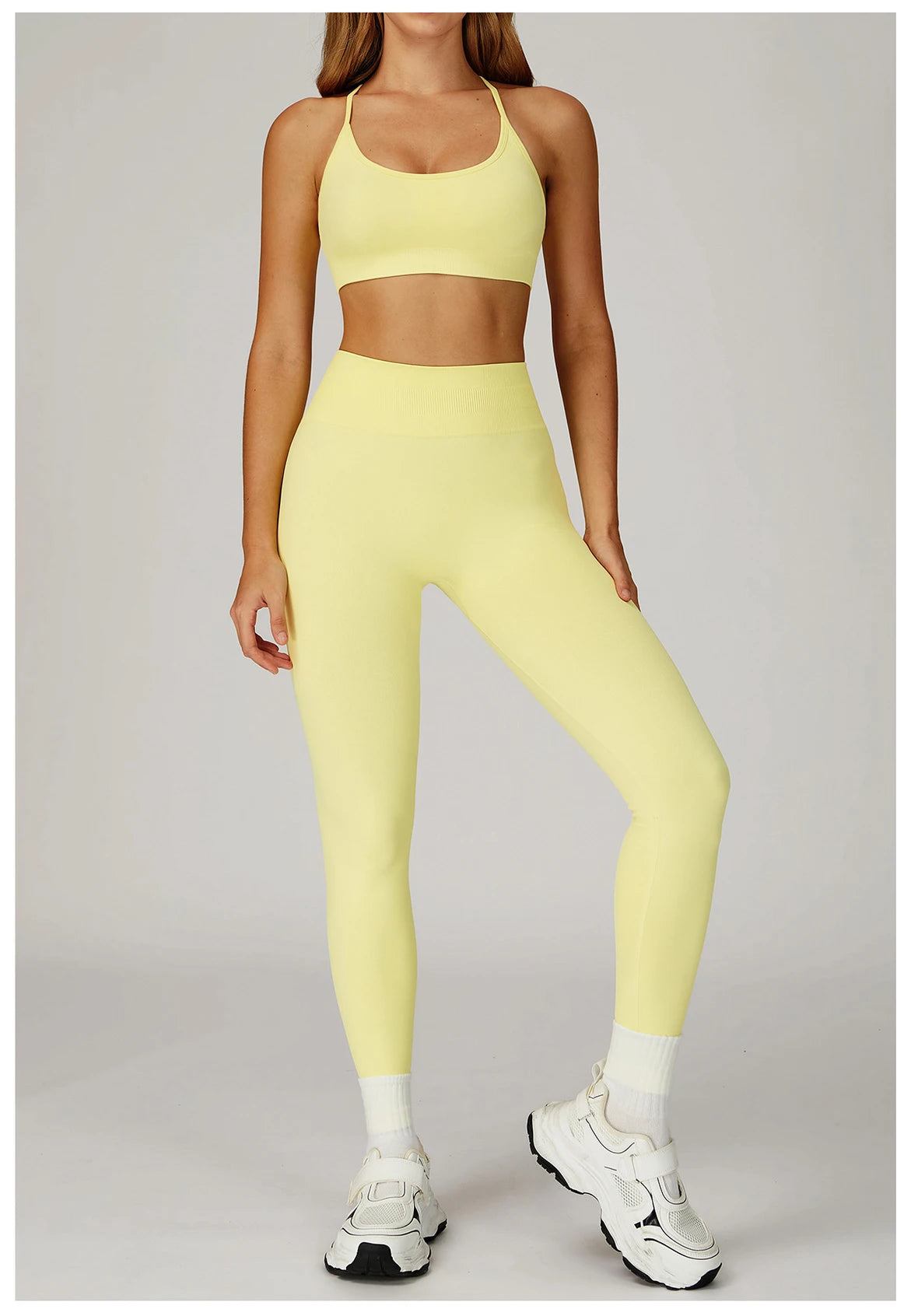 2PCS Seamless Yoga Set Gym Clothes Athletic Wear Women Fitness Set Tracksuits Sports Long Sleeved Gym Suit Leggings Sportswear