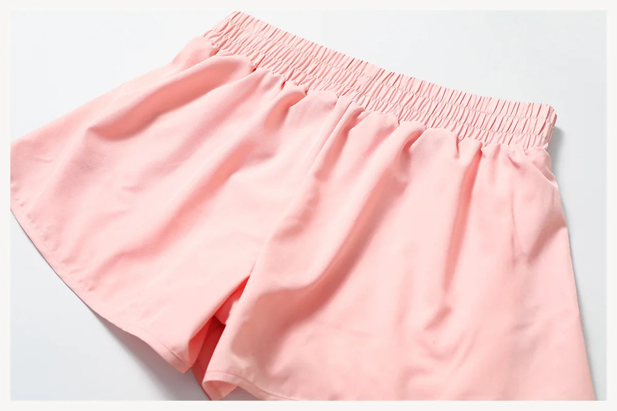 Yoga Shorts Women Fitness Shorts Running Cycling Shorts Breathable Sports High Waist Workout Gym Shorts Pocket Fake Two Pieces