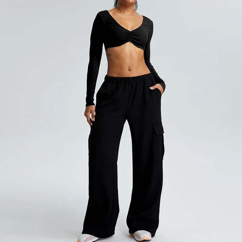 Yoga Shirts Women Crop Top Ribbed Long Sleeves Sexy Shirts for Women Yoga Sports Fitness Running Gym Clothes Push Up Workout Top