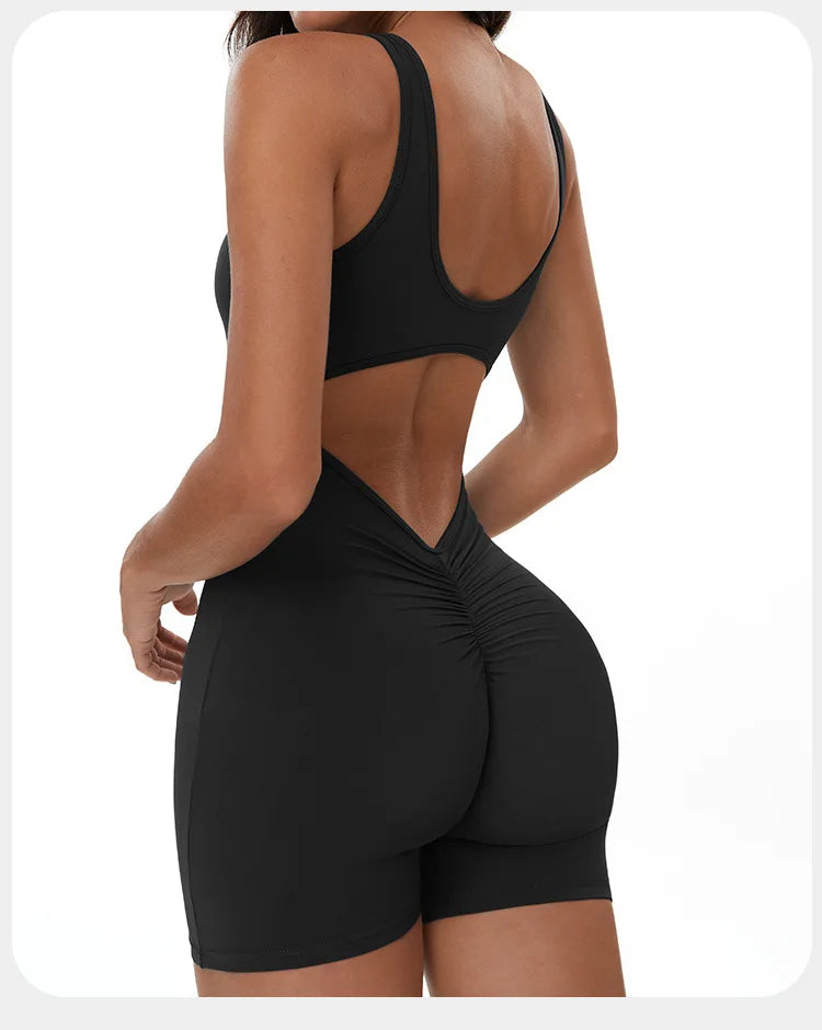 Yoga Jumpsuits Women Tracksuit Set Fitness Rompers Sexy One Piece Sports Bra Workout Bodysuit Sexy Back V Sportswear Gym Clothes