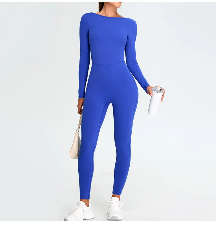Fitness Rompers Women Gym Set Training Yoga Suit Sportswear Women Sports Jumpsuit Long Sleeved Stretch Push Up Workout Bodysuits