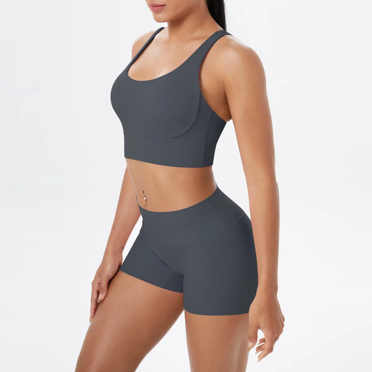 Yoga Sport Set Women Seamless Crop Top Bra Shorts Yoga Set Comfort Elastic Sportsuit Workout Outfit Fitness Gym Clothes