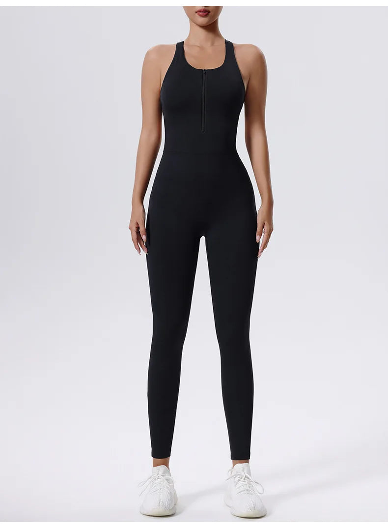Zipper Yoga Set Women's Tracksuit Yoga Jumpsuits One Piece Workout Bodysuits Rompers Sportswear Gym Set Workout Clothes Women